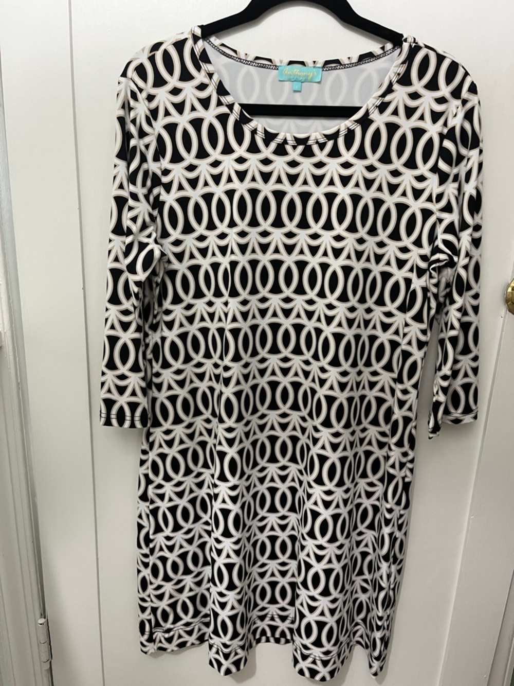 LuLaRoe Black and White Long Sleeve Geometric Shift Dress